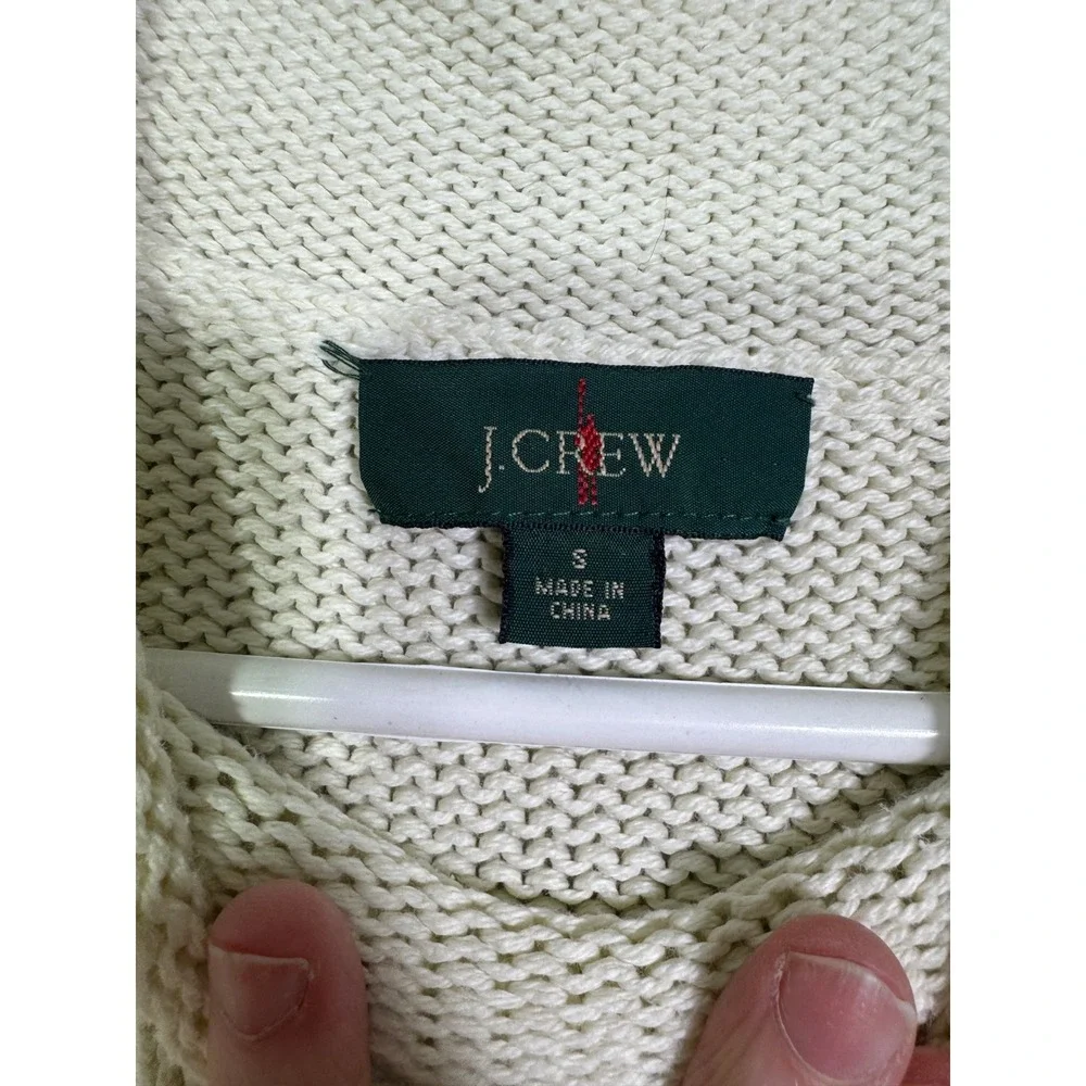 J.Crew Women's 1988 Rollneck Cotton Sweater Size S Cream Fisherman Quiet Luxury